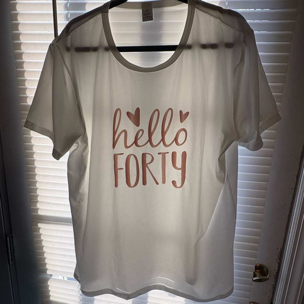Stylish White 'Hello Forty' Tee